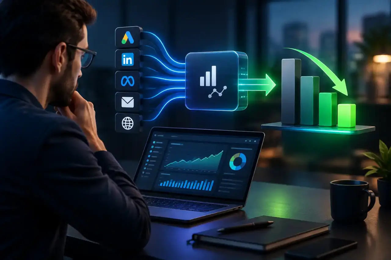 Tableau de bord de performance publicitaire et données de tracking B2B